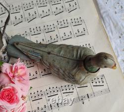 Ancien Jouet Pigeon En Tole Mecanique Ramier Vebe