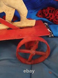 Ancien Jouet à Tirer Composé d'un Bouc & d'un Lutin Articulés