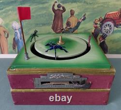 Ancien Jouet de Course de Chevaux à ressort JEP