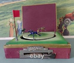 Ancien Jouet de Course de Chevaux à ressort JEP