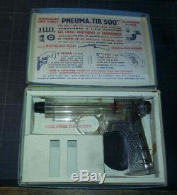 Ancien PNEUMA-TIR 501 cristal PNEUMATIR 500 jouet a bille+boite, cibles, notices