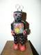 Ancien Robot Mecanique A Clef-tole-yoshiya Ko-japon-high Wheel Robot-annee 1960