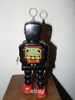 Ancien Robot Mecanique A Clef-tole-yoshiya Ko-japon-high Wheel Robot-annee 1960