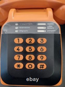Ancien Téléphone Orange CASIMIR Vintage à clavier numérique années 70
