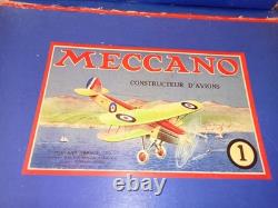 Ancien coffret MECCANO Constructeur d'avion N°1 -Très incomplet defauts boiteA