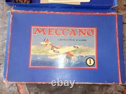 Ancien coffret MECCANO Constructeur d'avion N°1 -Très incomplet defauts boiteA