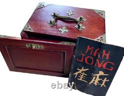 Ancien coffret début 20ème- jeu de MAH-JONG impérial Tuiles os bambou