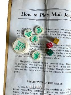 Ancien coffret début 20ème- jeu de MAH-JONG impérial Tuiles os bambou