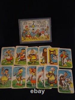 Ancien jeu cartes sept 7 familles + boîte 10/20 Nisse Findubec Escartefigues