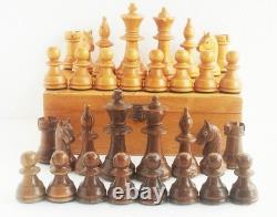 Ancien jeu d'échecs, bois vernis, Allemagne/Russie , 1960's