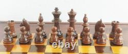 Ancien jeu d'échecs, bois vernis, Allemagne/Russie , 1960's
