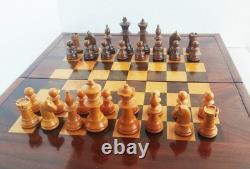 Ancien jeu d'échecs, bois vernis, Allemagne/Russie , 1960's