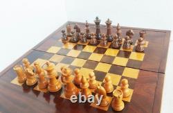 Ancien jeu d'échecs, bois vernis, Allemagne/Russie , 1960's