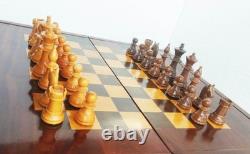 Ancien jeu d'échecs, bois vernis, Allemagne/Russie , 1960's