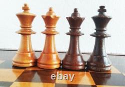 Ancien jeu d'échecs, bois vernis, Allemagne/Russie , 1960's