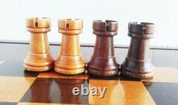 Ancien jeu d'échecs, bois vernis, Allemagne/Russie , 1960's