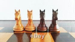 Ancien jeu d'échecs, bois vernis, Allemagne/Russie , 1960's