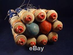 Ancien jeu de 9 quilles en bois marins matelots années 30 jouet adresse wood