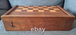 Ancien jeu de Backgammon Tric-Trac Jacquet dames en marqueterie années 20