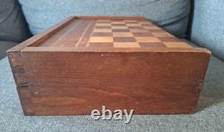 Ancien jeu de Backgammon Tric-Trac Jacquet dames en marqueterie années 20
