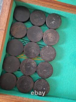 Ancien jeu de Backgammon Tric-Trac Jacquet dames en marqueterie années 20