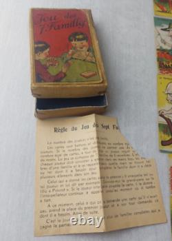 Ancien jeu de carte des 7 familles, caricatures des métiers, complet