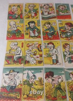 Ancien jeu de carte des 7 familles, caricatures des métiers, complet