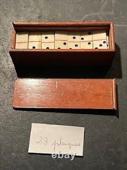 Ancien jeu de dominos miniature (os) complet avec boite d'origine en bois XIXè