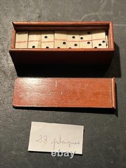 Ancien jeu de dominos miniature (os) complet avec boite d'origine en bois XIXèm