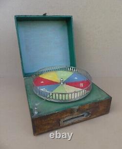 Ancien jeu estaminet MJ & Cie RARE loterie roulette BOIS MARCHE old wooden game