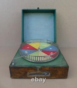 Ancien jeu estaminet MJ & Cie RARE loterie roulette BOIS MARCHE old wooden game