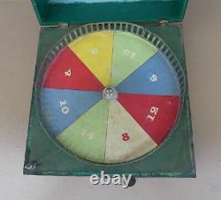 Ancien jeu estaminet MJ & Cie RARE loterie roulette BOIS MARCHE old wooden game