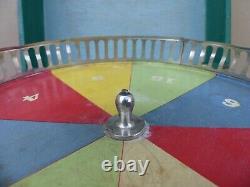 Ancien jeu estaminet MJ & Cie RARE loterie roulette BOIS MARCHE old wooden game