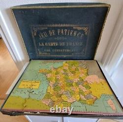 Ancien jeu patience NOUVELLE CARTE FRANCE PAR DEPARTEMENT puzzle fin 19e Complet