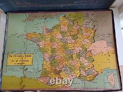 Ancien jeu patience NOUVELLE CARTE FRANCE PAR DEPARTEMENT puzzle fin 19e Complet