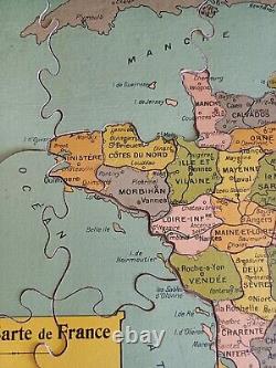 Ancien jeu patience NOUVELLE CARTE FRANCE PAR DEPARTEMENT puzzle fin 19e Complet