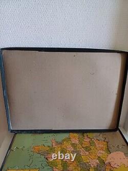 Ancien jeu patience NOUVELLE CARTE FRANCE PAR DEPARTEMENT puzzle fin 19e Complet