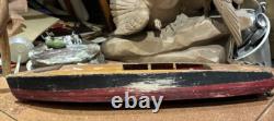 Ancien jeux jouet bateau maquette RIVA barca modelisme en bois en carcasse
