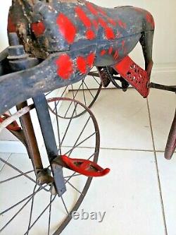 Ancien jouet Cheval tricycle en bois et fonte, XIXe siècle