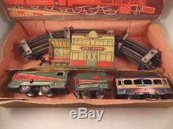 Ancien jouet coffret TRAIN ECLAIR CR 1952 mécanique tôle jouet la ville clé rail