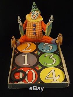 Ancien jouet jeu de tir adresse anneaux Fonzo The Clown Ring Game USA 1930 boîte