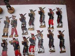 Ancien jouet lot 41 figurines militaire français tôle lithographiée SGDG 1900