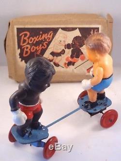 Ancien jouet mécanique Boxing Boys Boxeurs J. F JOUEF CONVERT Joe Louis 1949