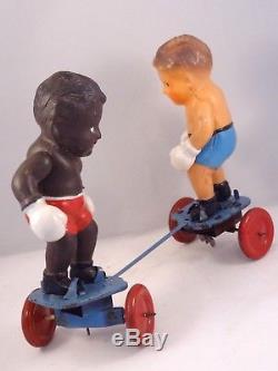 Ancien jouet mécanique Boxing Boys Boxeurs J. F JOUEF CONVERT Joe Louis 1949