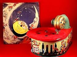 Ancien jouet tôle mécanique Pixiphone Gramophone enfants GAMA D. P Ange 1950