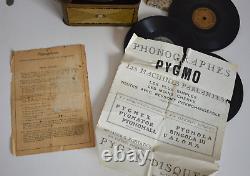 Ancien phonographe jouet bing Pygmo avec 4 disques etc