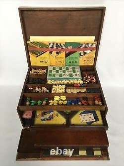 Ancienne BOÎTE A JEUX en Bois LE TRIBOULET MONACO de 1945 Loto Nain Jaune