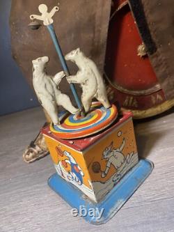 Ancienne Boite A Musique Tole Emile Camelin Ours Polaire Mecanique