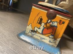 Ancienne Boite A Musique Tole Emile Camelin Ours Polaire Mecanique
