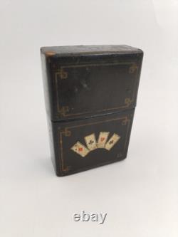 Ancienne Boite De Cartes Napoléon III 3 Noir Laqué Jeux Ancien Jeu Carte
